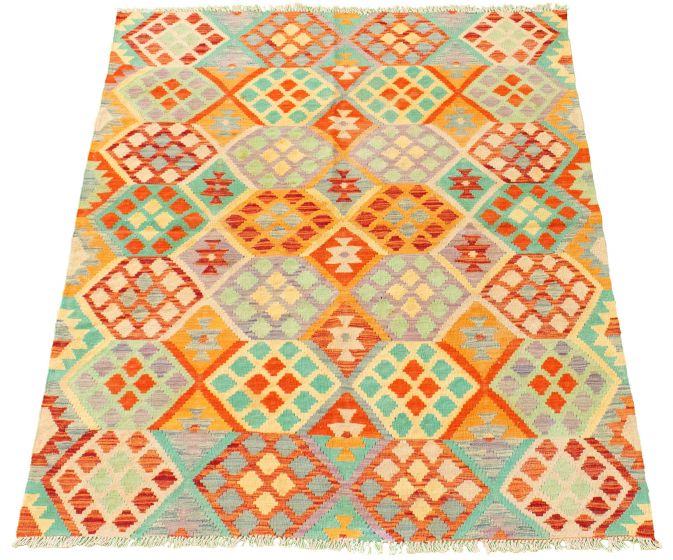 Turkish Sivas 4'11" x 6'3" Flat-Weave Wool Kilim 