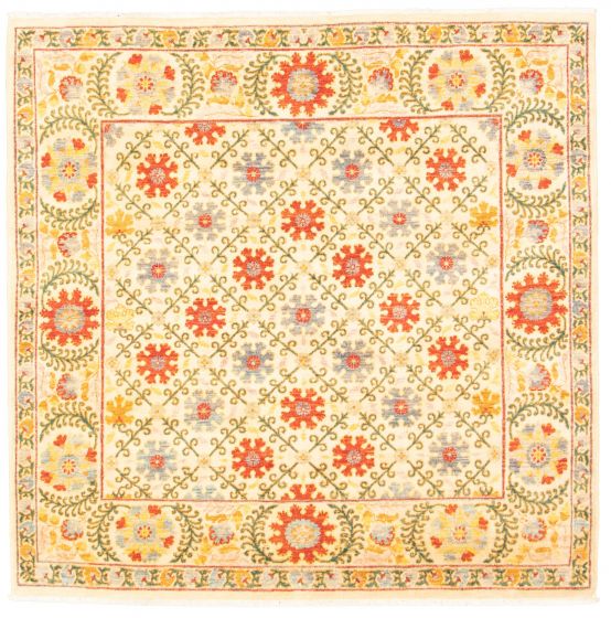 Pakistani Lahore Finest Collection 6'0" x 6'0" Hand-knotted Wool Rug 