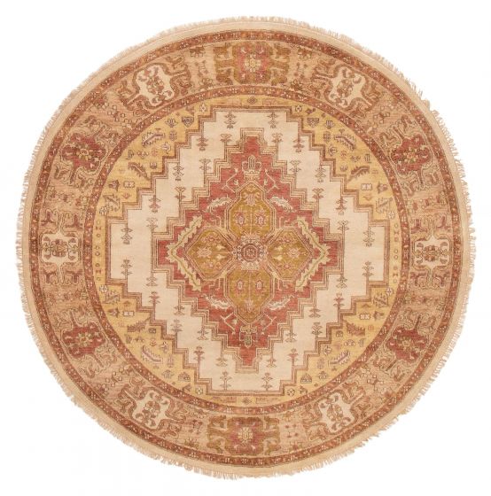 Indian Finest Agra Jaipur 7'11" x 7'11" Hand-knotted Wool Rug 