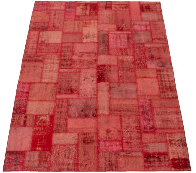 Turkish Color Transition Patchwork 5'7" x 7'10" Hand-knotted Wool Rug 