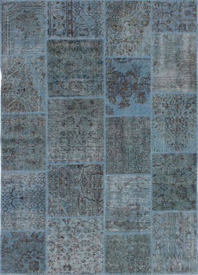 Turkish Color Transition Patchwork I 5'7" x 7'9" Hand-knotted Wool Rug 