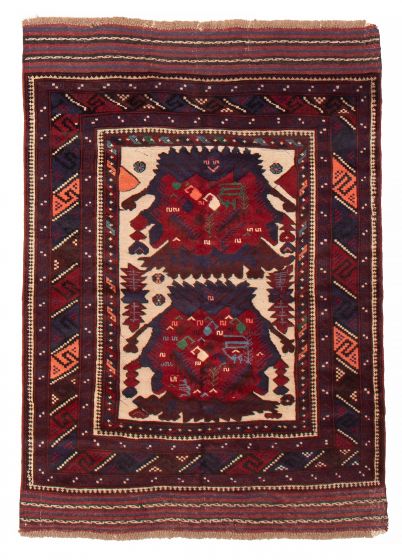 Afghan Tajik Caucasian 4'2" x 6'2" Hand-knotted Wool Rug 