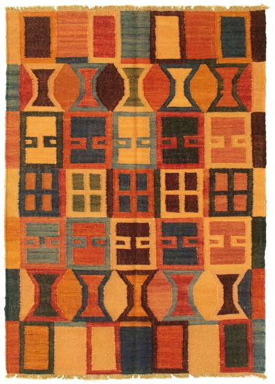 Turkish Sundance 4'2" x 6'1" Flat-Weave Wool Kilim 