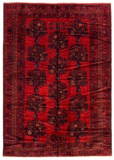 Afghan Rizbaft 6'11" x 9'10" Hand-knotted Wool Rug 