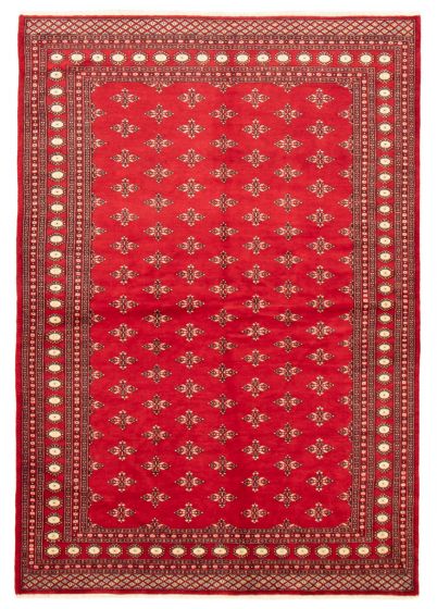 Pakistani Finest Peshawar Bokhara 6'8" x 9'8" Hand-knotted Wool Rug 