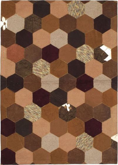 Indian Gaia dhurrie 4'5" x 6'2" Flat-Weave Cotton Dhurrie 