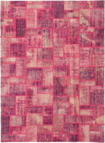Turkish Color Transition Patchwork 6'5" x 9'8" Hand-knotted Wool Rug 