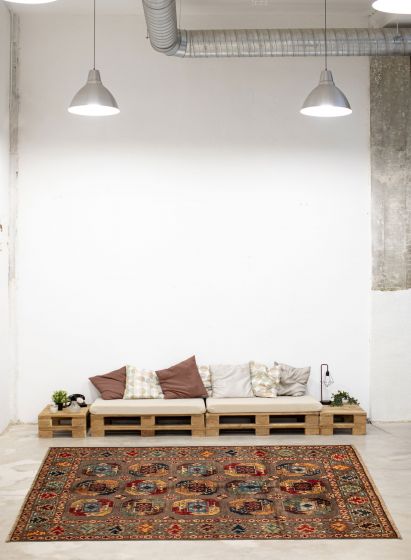 Afghan Uzbek Ghazni 4'1" x 5'9" Hand-knotted Wool Rug 