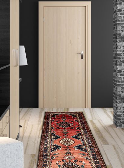 Persian Style 3'2" x 10'6" Hand-knotted Wool Runner Rug 
