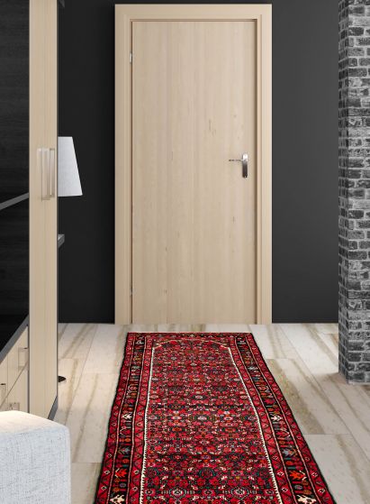 Persian Style 3'8" x 14'1" Hand-knotted Wool Runner Rug 