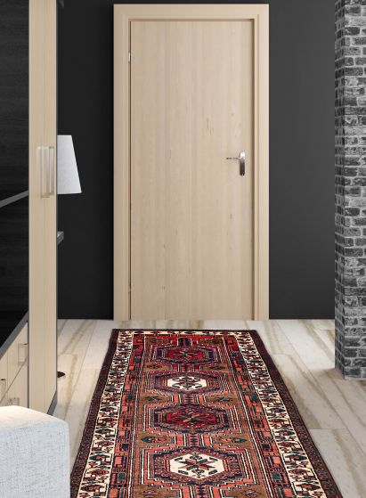 Persian Style 3'4" x 10'5" Hand-knotted Wool Runner Rug 