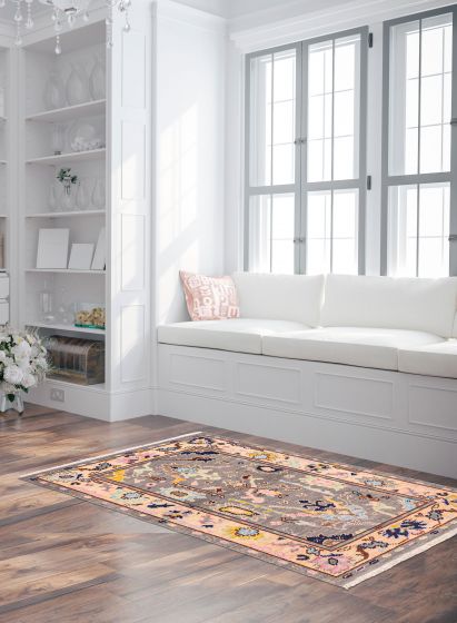 Indian Modern Oushak 3'0" x 4'11" Hand-knotted Wool Rug 