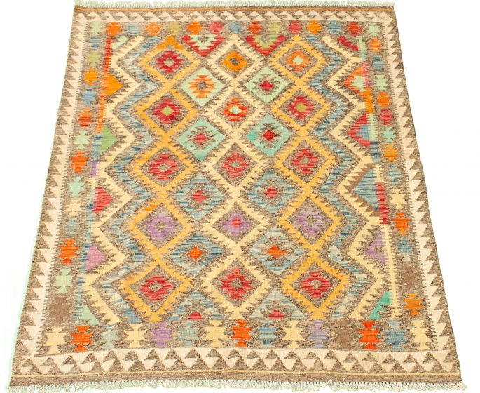 Turkish Sivas 5'0" x 6'4" Flat-Weave Wool Kilim 
