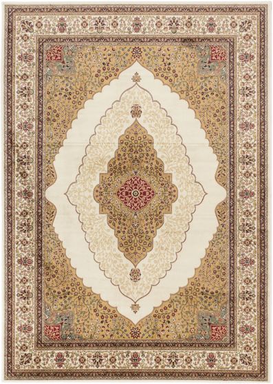 Belgium Kerman-Classic 5'3" x 7'7" Machine Woven Viscose Beige Rug - Closeout
