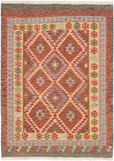 Turkish Kashkoli FW 5'0" x 6'9" Flat-Weave Wool Kilim 