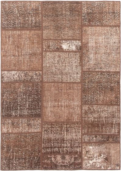 Turkish Color Transition Patchwork I 4'10" x 6'10" Hand-knotted Wool Rug 