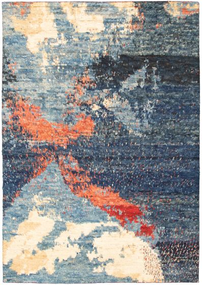 Pakistani Abstract Lahore Legacy 6'7" x 9'5" Hand-knotted Wool Rug 