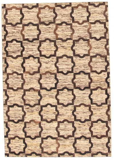 Argentina Cowhide Patchwork 4'6" x 6'6" Handmade Hemp, Jute & Leather Rug 