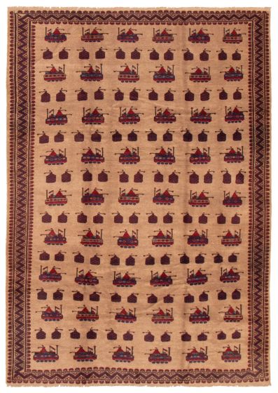 Afghan Rare War 6'11" x 9'10" Hand-knotted Wool Rug 