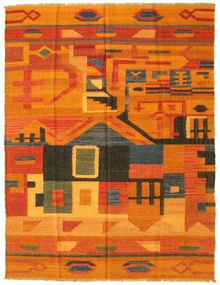 Turkish Sundance 6'1" x 8'3" Flat-Weave Wool Kilim 