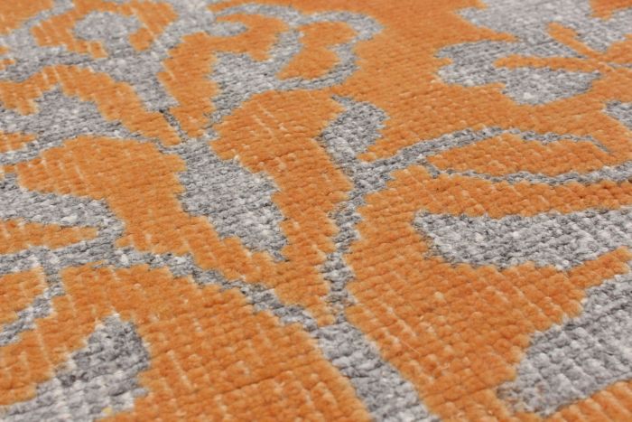 Indian La Seda 5'0" x 8'0" Hand-knotted Silk, Wool Orange Rug