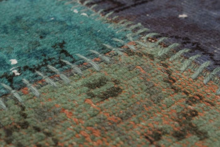 Turkish Color Transition Patchwork 6'7" x 10'0" Hand-knotted Wool Rug 
