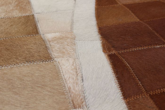 Argentina Cowhide Patchwork 5'0" x 7'11" Handmade Leather Rug 