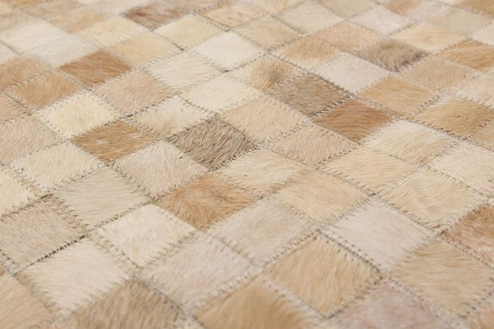 Argentina Cowhide Patchwork 5'4" x 7'6" Handmade Leather Rug 