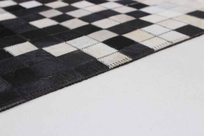 Argentina Cowhide Patchwork 5'0" x 7'11" Handmade Leather Rug 