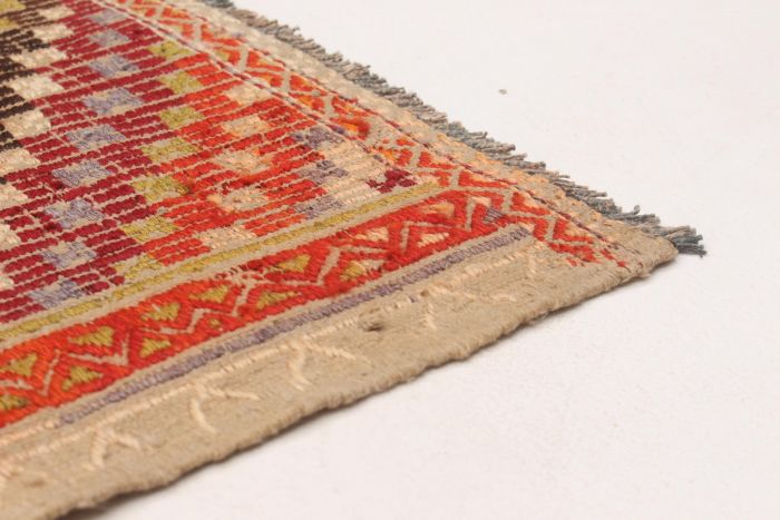Turkish Yoruk 3'7" x 2'6" Flat-Weave Wool Tapestry Kilim 