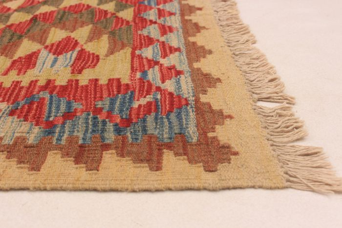 Turkish Kashkoli 5'4" x 7'11" Flat-weave Wool Red Kilim