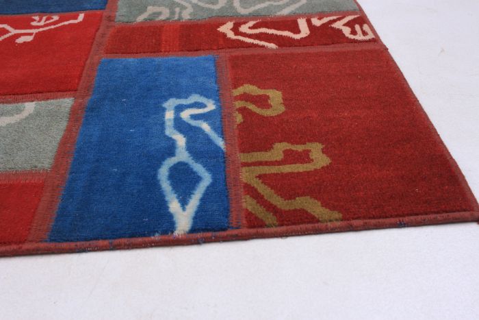 Turkish Vintage Anatolia Patch 3'4" x 5'0" Hand-knotted Wool Rug 