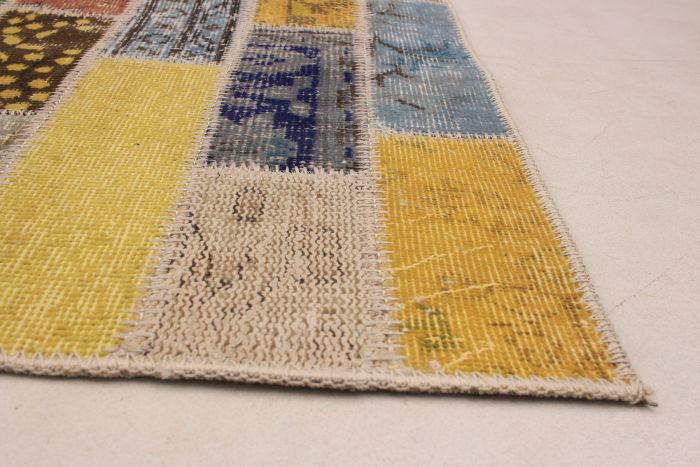 Turkish Color Transition Patchwork 4'9" x 6'2" Hand-knotted Wool Rug 