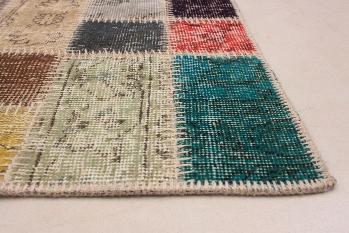 Turkish Color Transition Patchwork 4'7" x 6'8" Hand-knotted Wool Rug 