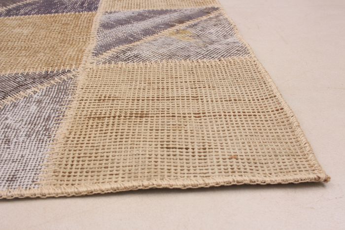 Turkish Color Transition Patchwork 4'9" x 6'6" Hand-knotted Wool Rug 
