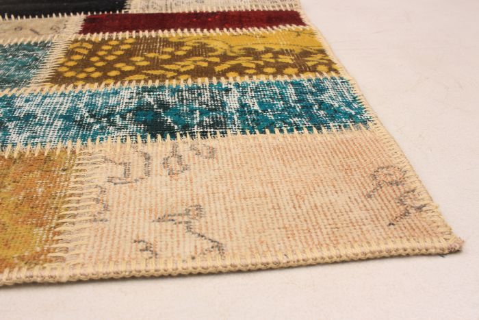 Turkish Color Transition Patchwork 4'10" x 6'7" Hand-knotted Wool Rug 