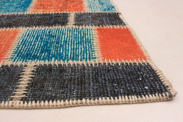 Turkish Color Transition Patchwork 4'7" x 6'11" Hand-knotted Wool Rug 