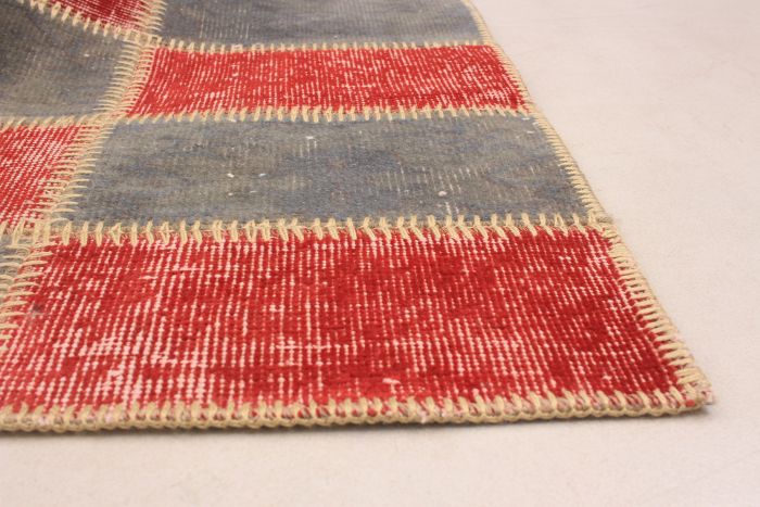 Turkish Color Transition Patchwork 4'3" x 6'4" Hand-knotted Wool Rug 