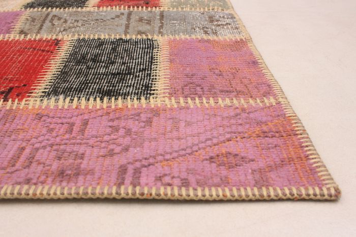 Turkish Color Transition Patchwork 4'9" x 6'7" Hand-knotted Wool Rug 