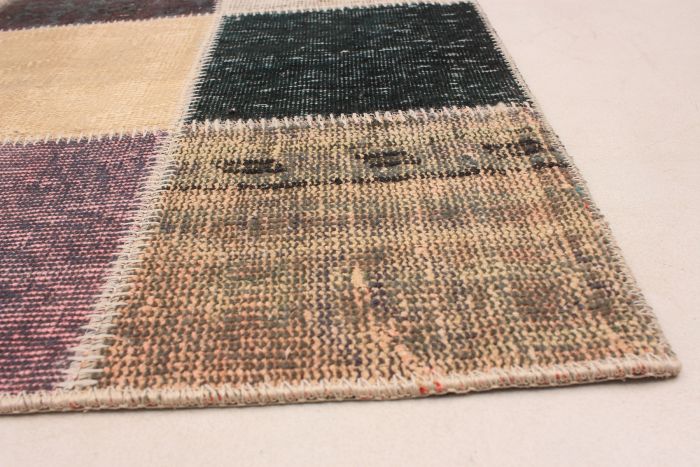 Turkish Color Transition Patchwork 4'9" x 6'7" Hand-knotted Wool Rug 