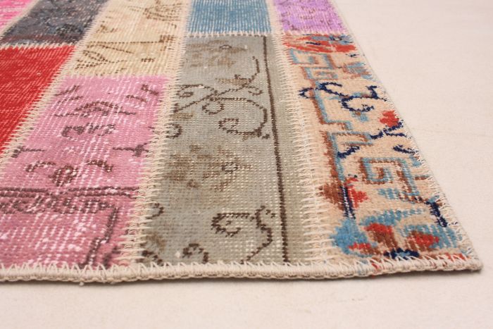 Turkish Color Transition Patchwork 5'8" x 7'7" Hand-knotted Wool Rug 