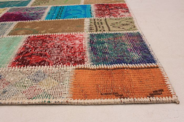 Turkish Color Transition Patchwork 6'0" x 7'9" Hand-knotted Wool Rug 