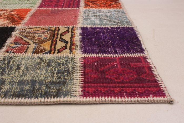 Turkish Color Transition Patchwork 5'9" x 8'4" Hand-knotted Wool Rug 