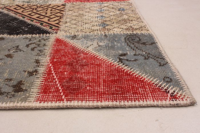 Turkish Color Transition Patchwork 5'8" x 7'8" Hand-knotted Wool Rug 