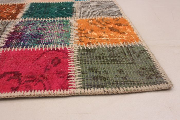 Turkish Color Transition Patchwork 5'10" x 8'5" Hand-knotted Wool Rug 