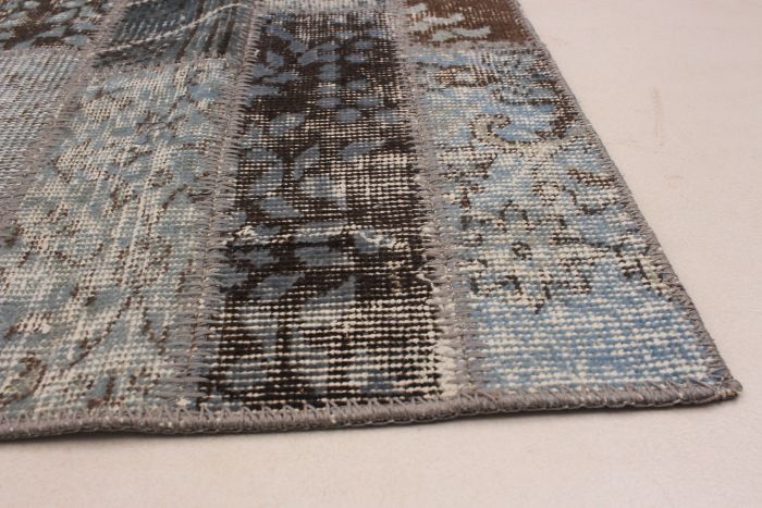 Turkish Color Transition Patchwork 5'7" x 7'7" Hand-knotted Wool Rug 