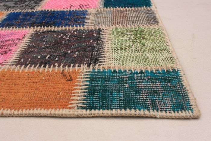 Turkish Color Transition Patchwork 6'0" x 7'10" Hand-knotted Wool Rug 