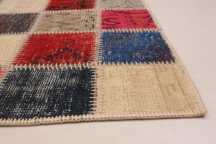 Turkish Color Transition Patchwork 5'5" x 8'6" Hand-knotted Wool Rug 