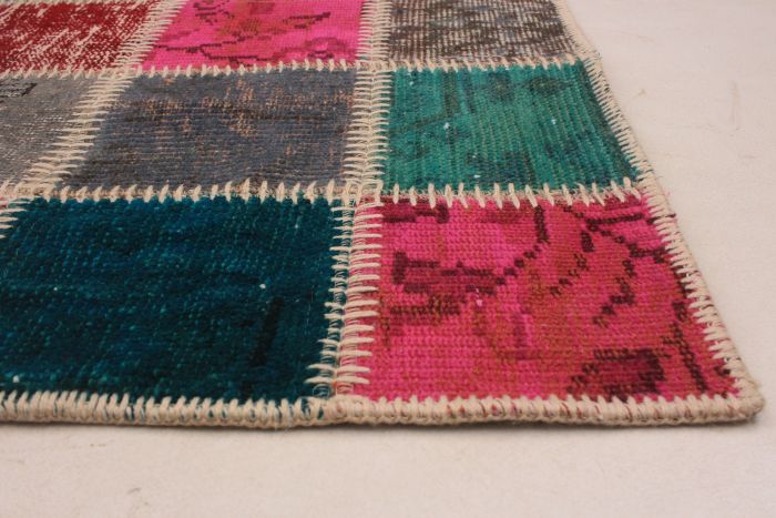 Turkish Color Transition Patchwork 5'10" x 7'10" Hand-knotted Wool Rug 
