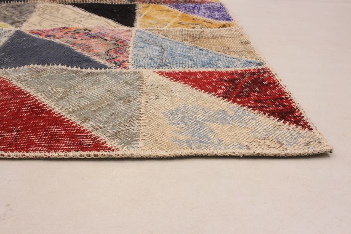 Turkish Color Transition Patchwork 5'5" x 7'8" Hand-knotted Wool Rug 